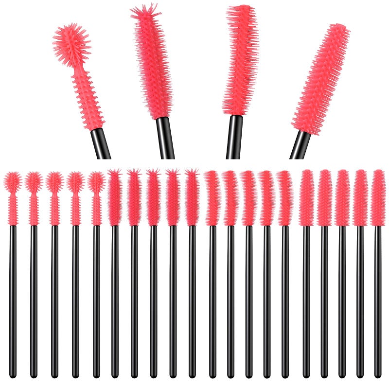 Rimcereal 20 Pcs Nook And Cranny Sewing Machine Cleaning Brushes For Quilting Supplies Reusable Silicone Dense Bristles Cleaning Brushes For Sewing Machine Internal And Spool Area(Black, Bright Pink) - Image 1